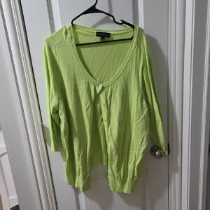 Lime Green Button-Up Cardigan
